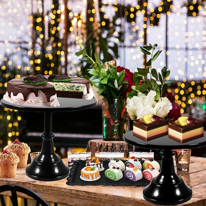 Cashger Cake Stand,7Pcs Round Metal Cake Display Stand 8/10/12Inch Dessert Table Decorations Set Cupcake Holder Party Serving Plate for Baby Shower ,Wedding ,Birthday Party ,Anniversary (Black)