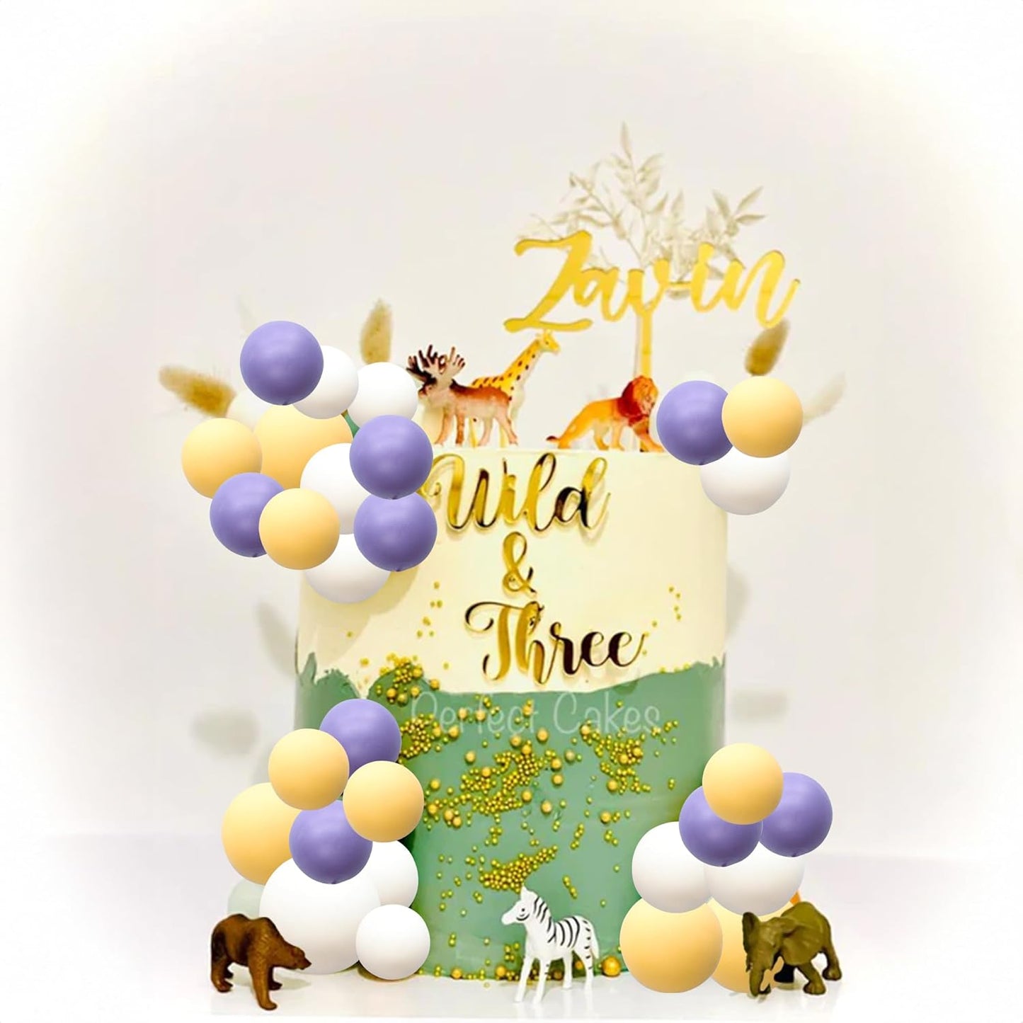 Ephlyn 30Pcs Ball Cake Topper Ball Cake Picks Colorful Pearl Ball Shaped Cupcake Insert Cake Topper for Bear Theme Birthday Party Favors Wedding Decoration White Yellow Purple