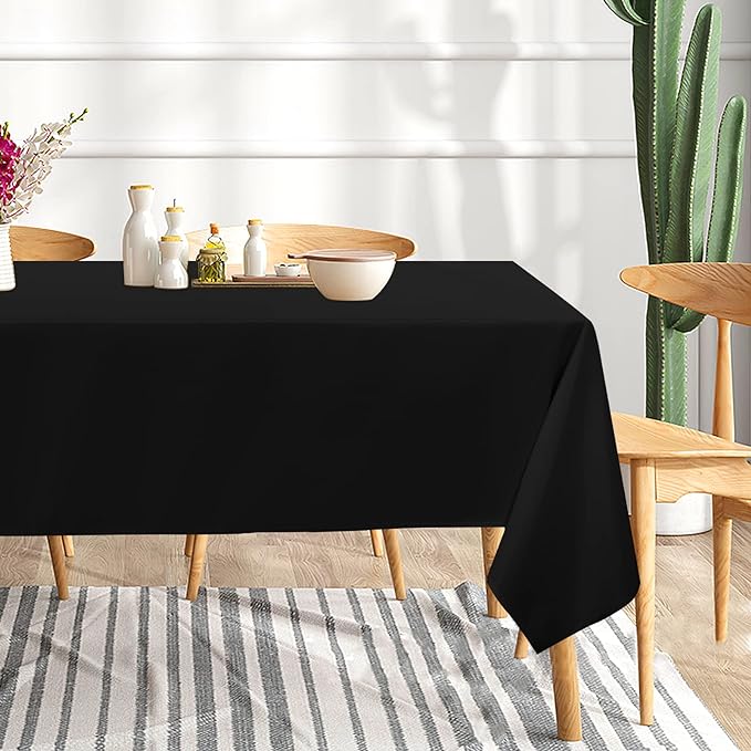 sancua 6 Pack Black Tablecloth 60 x 102 Inch, Rectangle Table Cloth for 6 Feet Tables - Stain and Wrinkle Resistant Washable Polyester Table Cover for Dining Tables, Buffet Parties and Camping