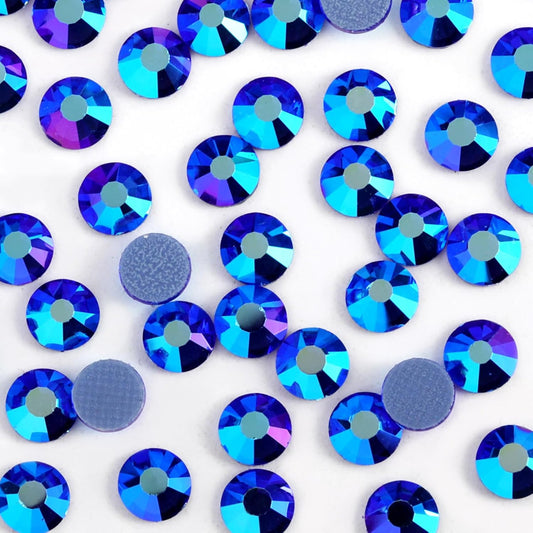 Beadsland Hotfix Rhinestones, 2880pcs Flatback Crystal Rhinestones for Crafts Clothes DIY Decoration, Sapphire AB, SS6, 1.9-2.1mm