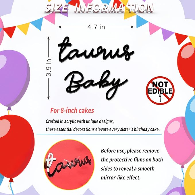 Taurus Cake Topper – Zodiac Birthday Decoration for Taurus Season, Horoscope Party Supplies for Baby or Adult Birthday (Taurus baby)