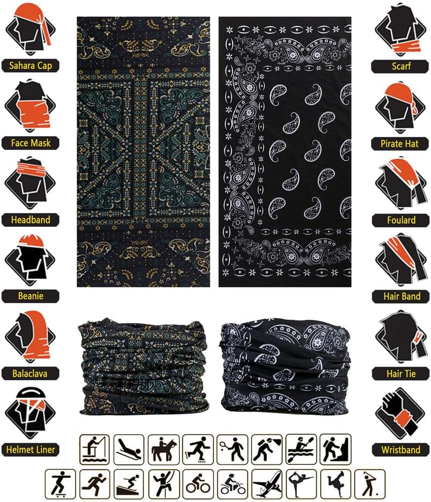 Headband Neck Gaiter Head Wrap Headwear Face Mask Magic Scarf Bandana for Men and Women