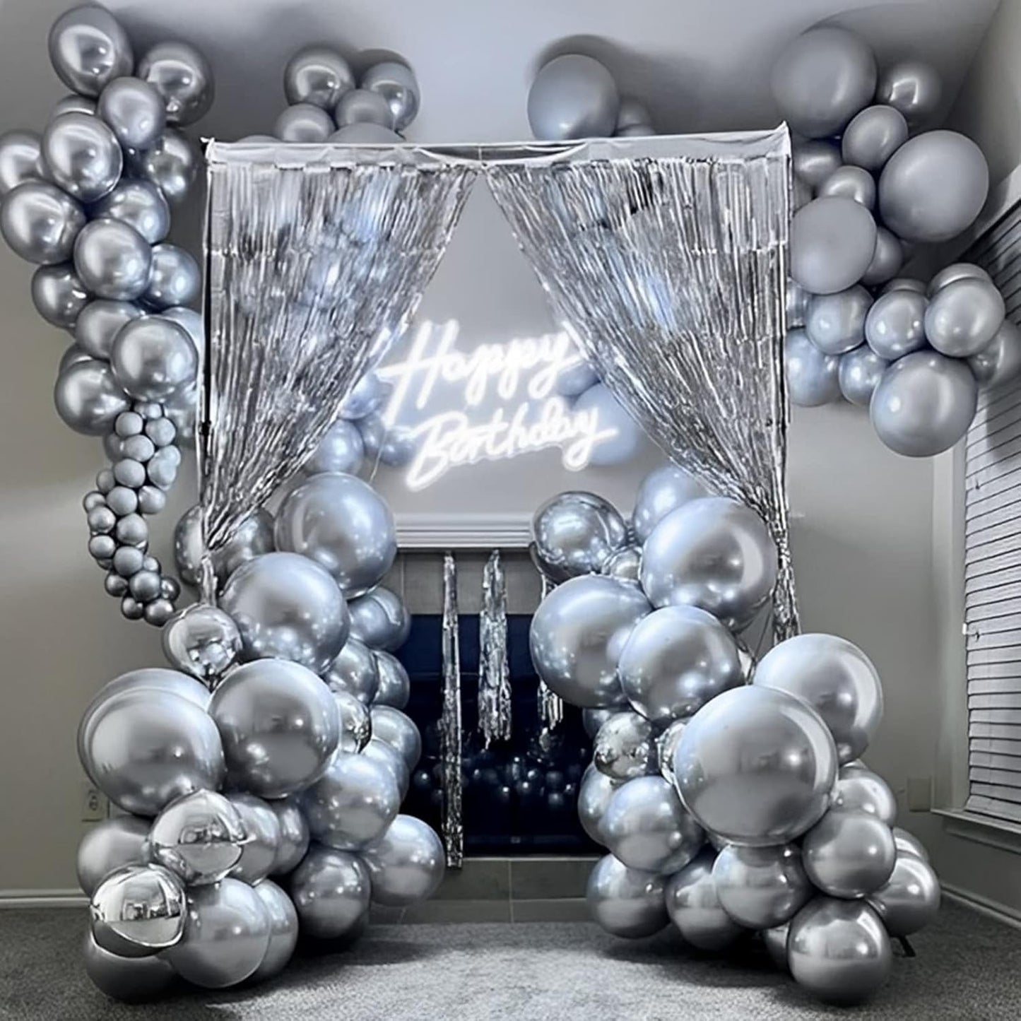 105pcs Metallic Silver Balloons 12inch Party Latex Balloons for Birthday Graduation Baby Shower Wedding Anniversary New Year Party Decorations