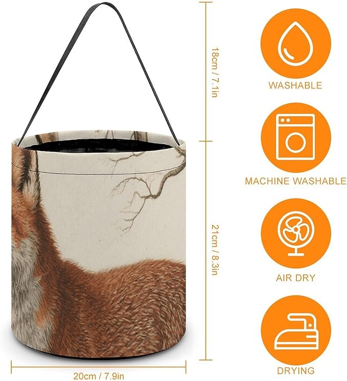 Halloween Candy Bucket - Fox Trick Or Treat Candy Bag, Gift Bag for Party Favor Supplies