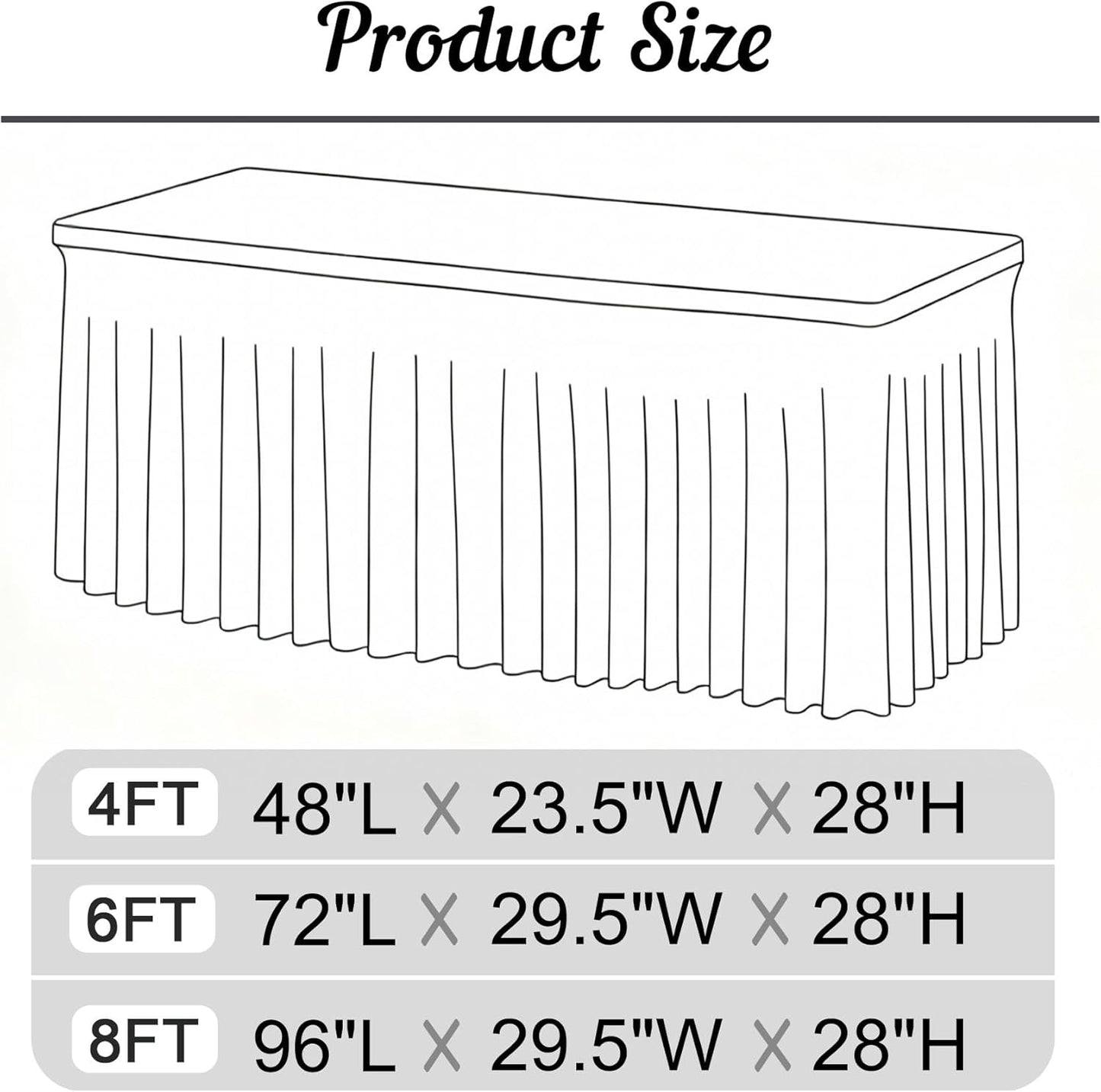 Besutolife Black Spandex Tablecloth with Skirt for 6ft Rectangle Tables 2 Packs- Wrinkle-Resistant, Stretchable, Machine Washable - Perfect for Weddings Banquets Birthday Parties Events