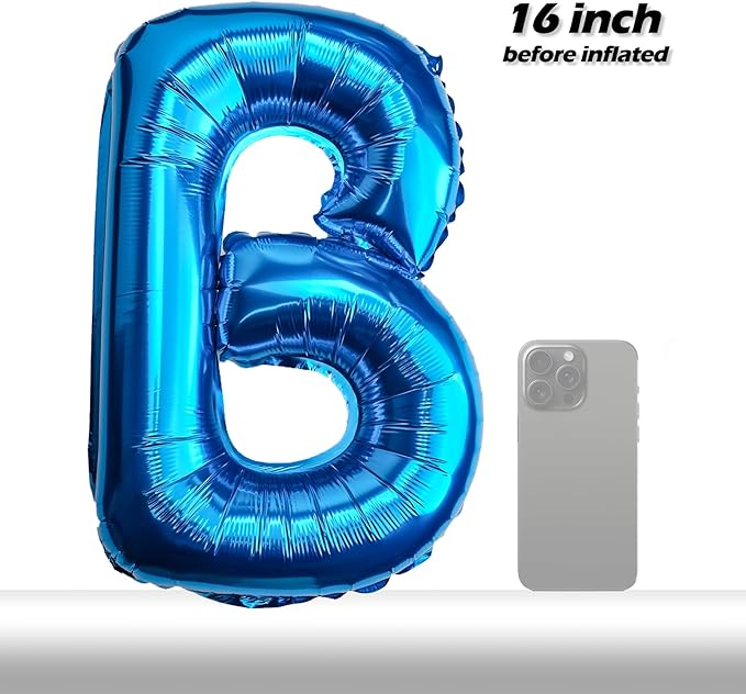[52 PCS] 16" Foil Blue Letter Balloons 2 Sets of A-Z, Mylar Aluminum Hanging Alphabet for Graduation New Year eve Birthday Party Decorations