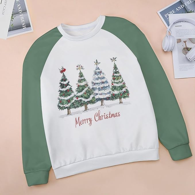 LOAIHA Christmas Sweatshirts for Women Christmas Tree Graphic Shirt Xmas Long Sleeve Merry Christmas Pullover Blouse
