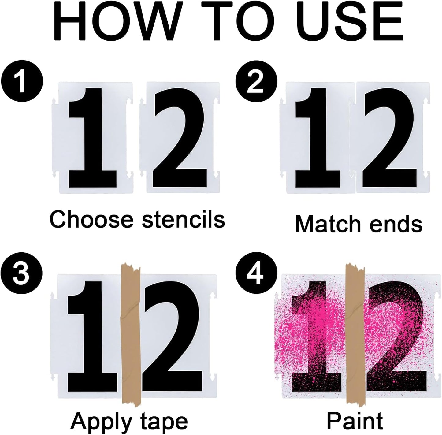 4 Inch Number Stencils for Painting, 0-9 Address Number Stencil Set, 20PCS Plastic Number Stencils, Curb Stencil Kit, Reusable Digital Templates for Painting on Cake Curb Road Wall Wood Mailbox