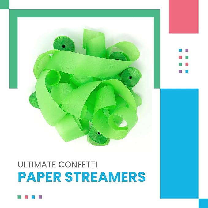 Tissue Paper Streamers in Launcher Sleeve, Light Green Color (20 Streamer Rolls per Sleeve)