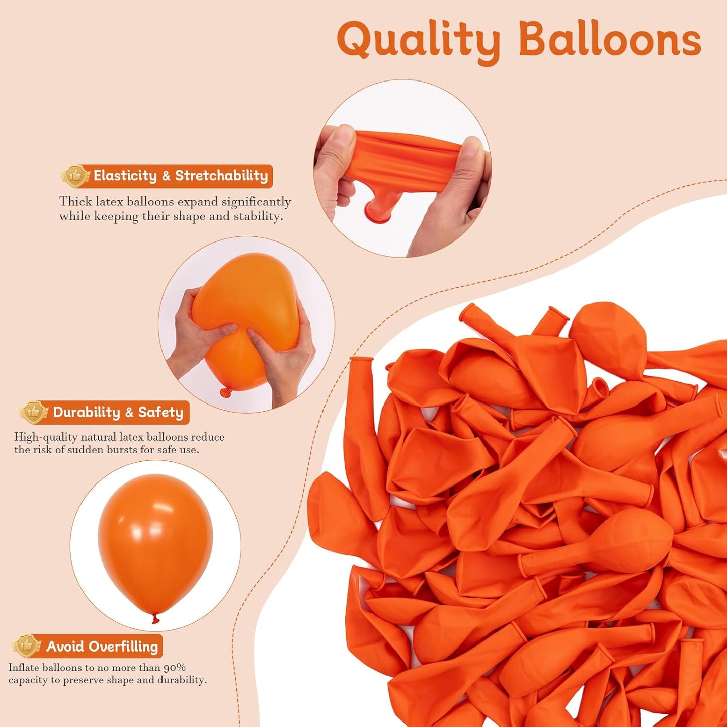 Orange Balloons, 60 PCS Orange Balloons 12 Inch Latex Balloon for Birthday Party Decoration, Wedding, Baby Shower, Anniversary, Summer Party Decoration and Balloon Garland