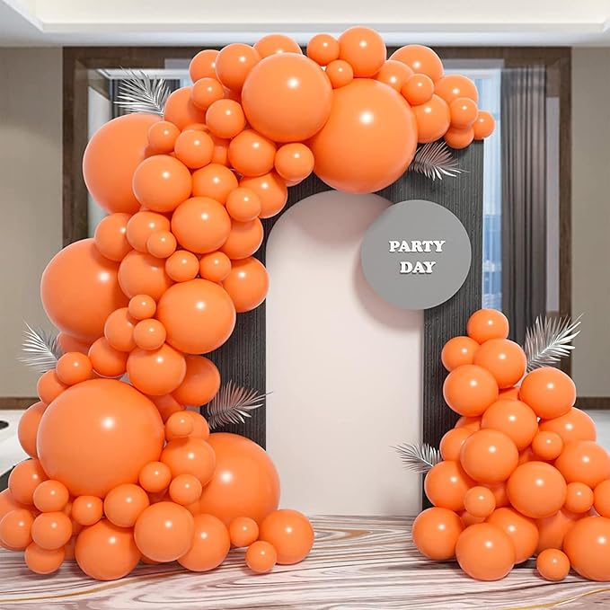 Orange Balloons Arch Kit,130pcs Light Orange Balloons,18 12 10 5 Inch Pastel Orange Latex Balloons Garland for Birthday Graduation Baby Shower Halloween Christmas Wedding Party Decorations
