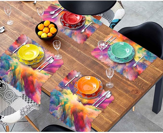 Yibeas Color Explosion Series Cloth Napkins Dinner Table Napkins Imagination, Creativity and Art Washable Reusable Napkins Set of 4 Home Holiday Party Wedding 18 x 18 inch