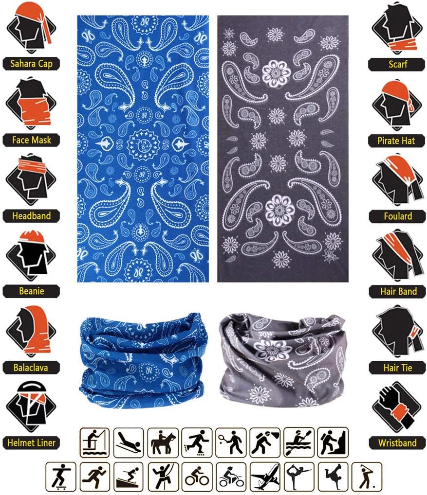 Headband Neck Gaiter Head Wrap Headwear Face Mask Magic Scarf Bandana for Men and Women