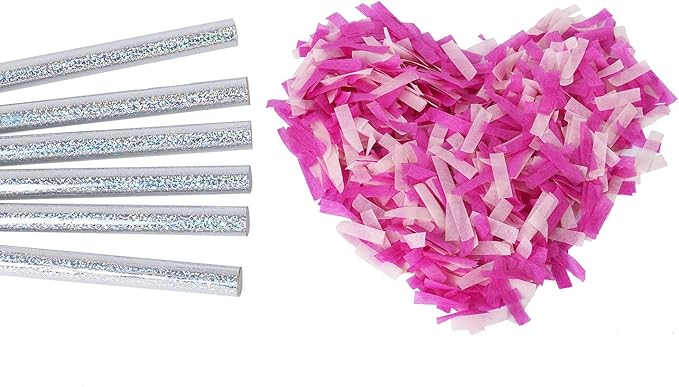 BATTIFE It's a Girl, 6Pack Gender Reveal Confetti Sticks, Tissue Paper Confetti Flick Flutter Wands for Baby Girl Shower, Wedding, Birthday Party Supplies Decoration, Shoot Poppers, 14inch Pink