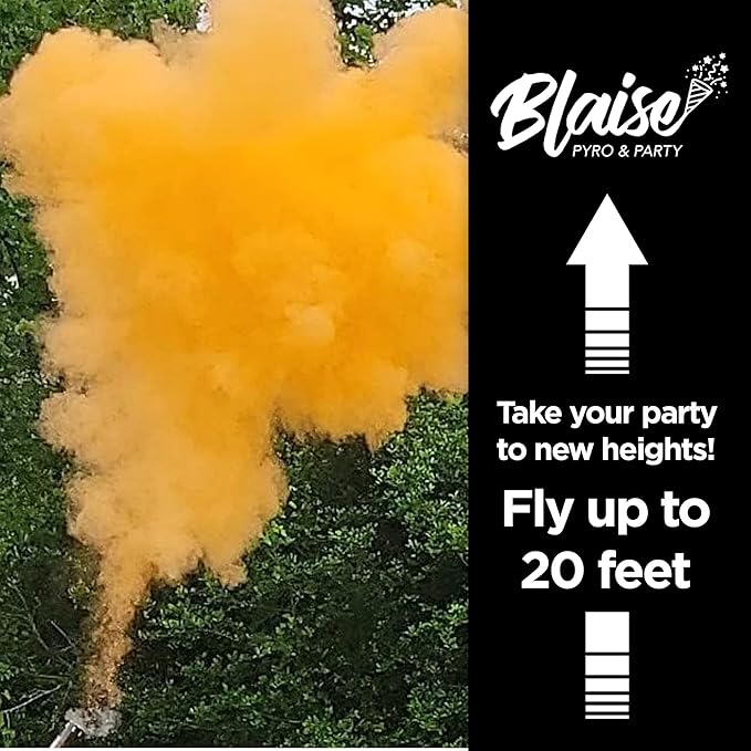 Blaise Pyro & Party - Orange Powder Poppers - Water-Soluble & Colorful Powder Cannons for Gender Reveals, Birthdays, Weddings & Celebrations - Easy to Use for Memorable Photos - 16-Inch, 2-Pack