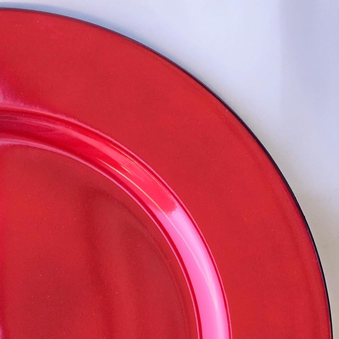 Red Charger Plates, Set of 6 Serving Charger Plate for Dinner Table, Wedding, Events Plate Chargers - 13 Inch