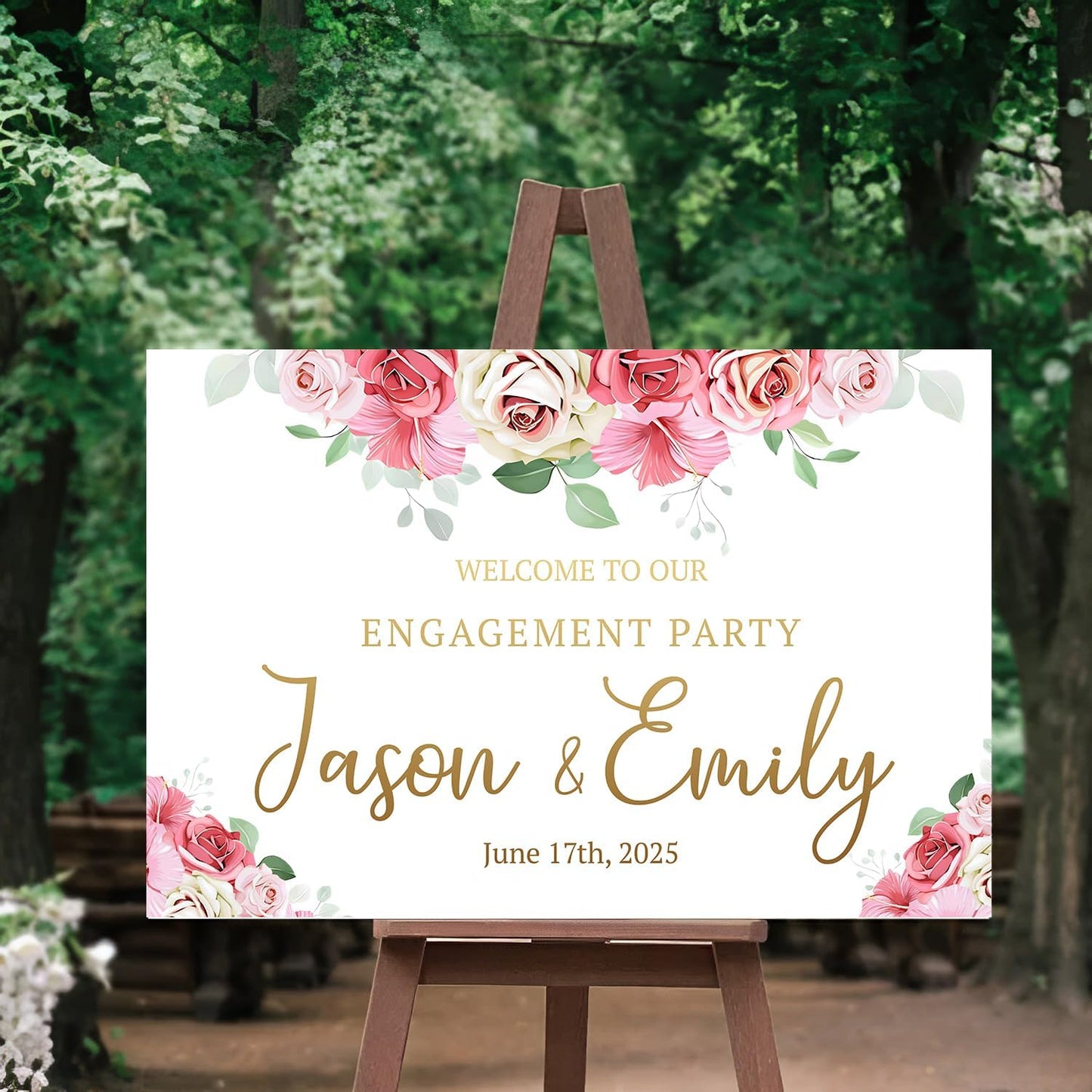 Engagement Signs - Engagement Party Invitation, Rustic Style, Full Size, Plastic Material, 12x18 inches