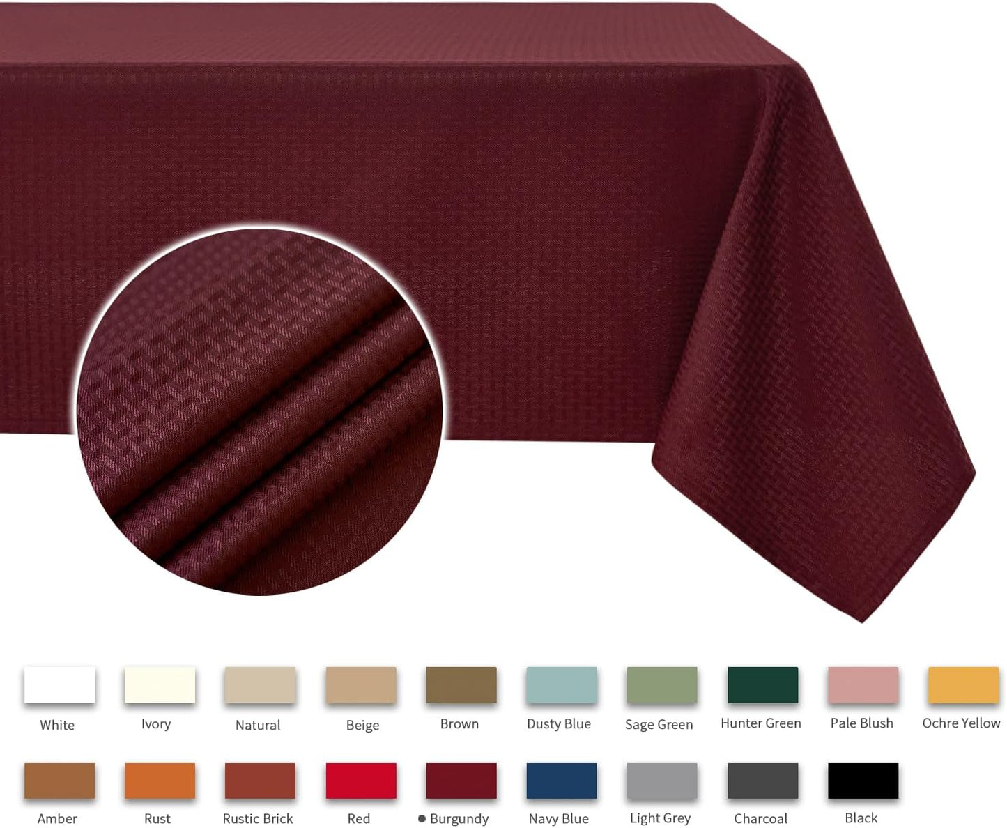 maxmill Weaved Texture Tablecloth Water Resistance Antiwrinkle Spillproof Soft Washable Table Cloth for Dining Room, Buffet Banquet Parties Holiday Dinner, Rectangular 60 x 108 Inch, Burgundy