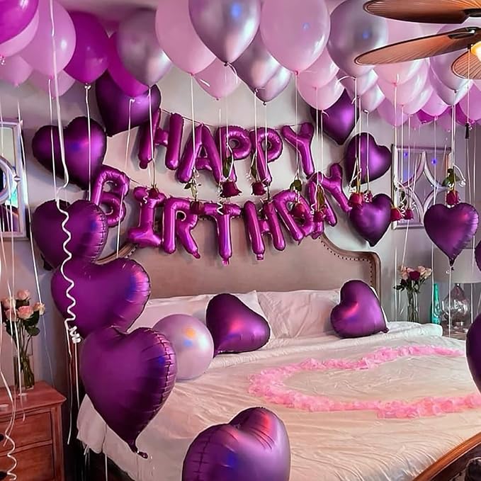 [52 PCS] 16" Foil Hot Pink Letter Balloons 2 Sets of A-Z, Mylar Aluminum Hanging Alphabet for Romance Valentine's day Graduation New Year eve Birthday Party Decorations
