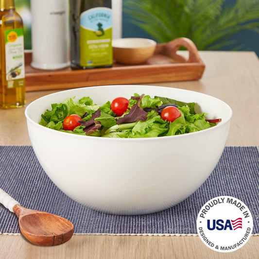 US Acrylic Vista White Plastic Salad and Serving 10-inch Bowls | set of 3 | Reusable, BPA-free, Made in the USA | 135 oz. capacity