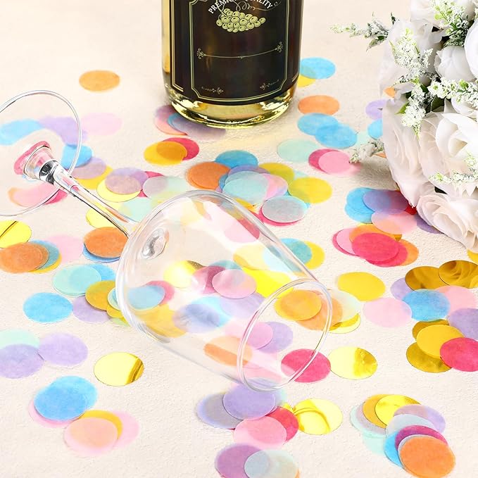 Outus 1 Inch Multicolor Round Tissue Confetti(8.8oz)