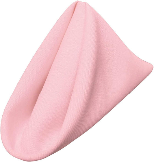 LA Linen 4-Pack Poly Blend Soft Cloth Napkins - Washable, Reusable, Stain and Wrinkle Resistant - for Dinner, Wedding, Parties - 18x18 - Pink Light