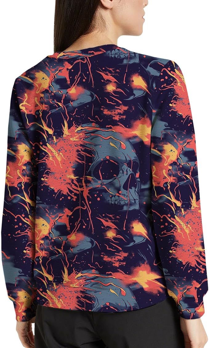 LIZALIG Pullover Cute Sweatshirt Orange Skeleton Fall Festive FunWomens Design Bat Holiday Party Outings Pumpkin Print