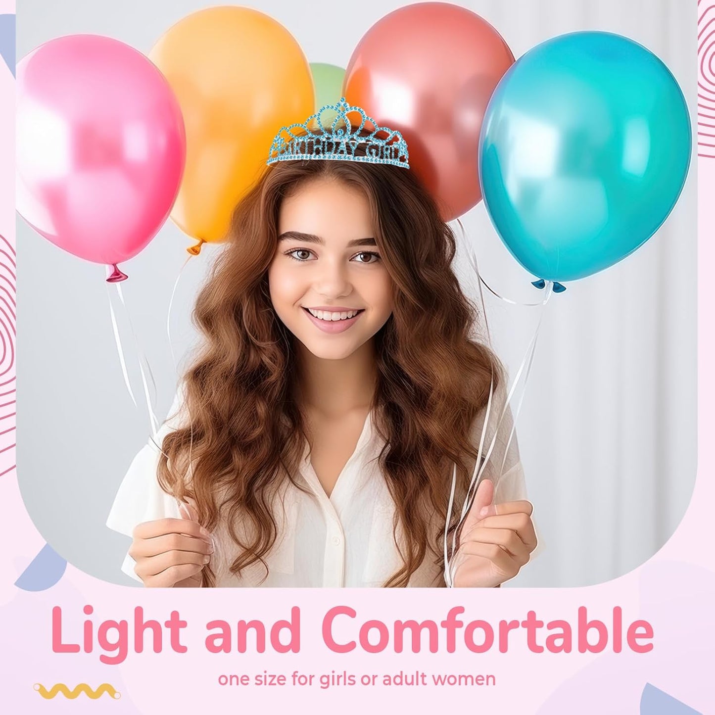 Birtthday Tiara Crown with Sash for Women Birthday Queen Party