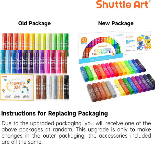 Tempera Paint Sticks, 30 Colors Solid Tempera Paint for Kids with 1 Drawing Pad, Super Quick Drying, Non-Toxic, Works Great on Paper Wood Glass Ceramic Canvas