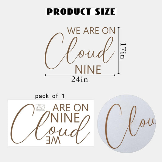 We are On Cloud Nine Wall Decal - Baby Shower Decor, Bride to Be Party Supplies, Bachelorette Party Decorations, Bridal Shower, Engagement Photobooth Backdrop (On Cloud 9 Sticker)
