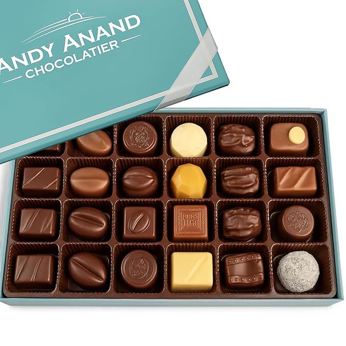 Andy Anand Chocolatier Sugar Free Belgian Dark Chocolate Truffles - Gluten Free & Diabetic-Friendly Chocolate Truffles Gift Box, Assorted Flavors Belgian Truffles With Guilt-Free Indulgence (15 Pcs)