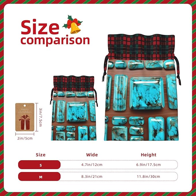 PULaif Bright Aqua Blue Turquoise Christmas Drawstring Gift Bags, Large Size Christmas Bags For Gifts Party Favors, Xmas Gift Bags