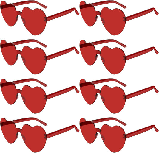 PLULON Heart Sunglasses for Women 5/12/25 Pcs, Heart Glasses Valentine Day Rimless Shaped Candy Color Fun Glasses Party Favor
