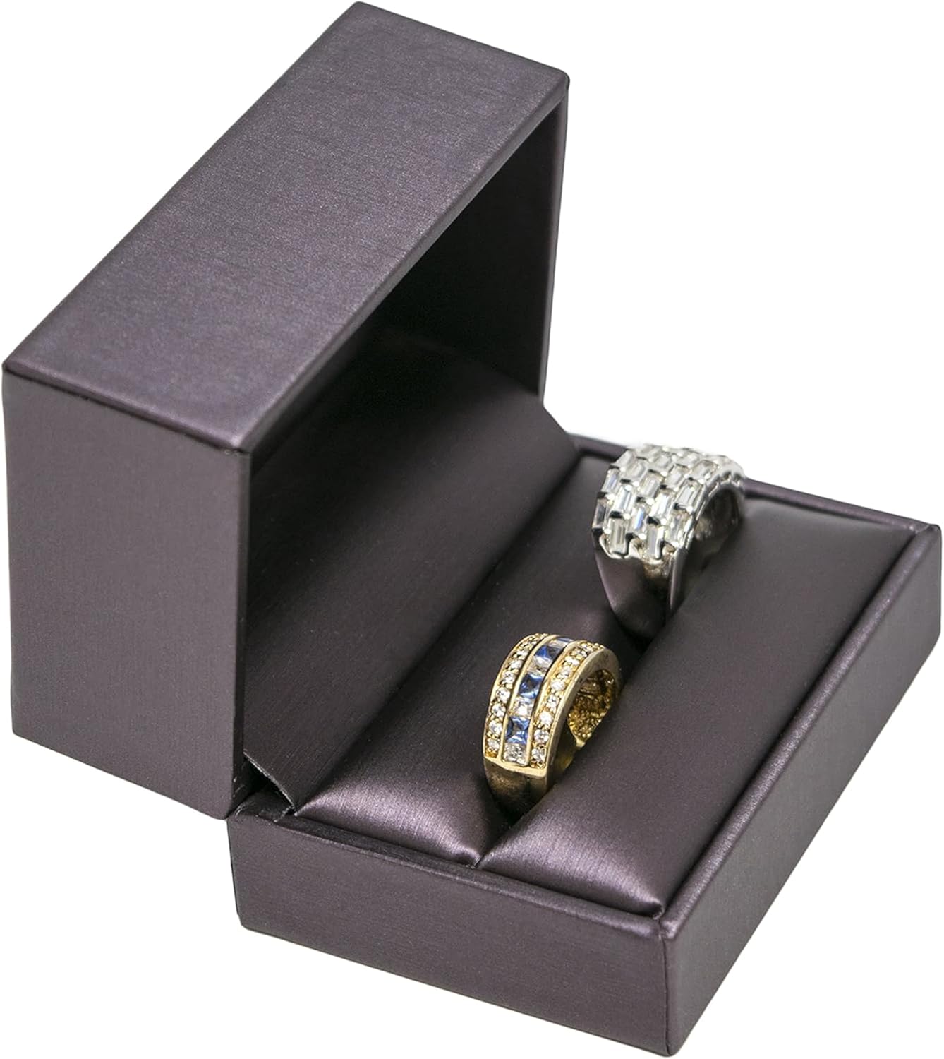 Novel Box Purple Jewelry Box for Double Rings 3.12x2.12x1.87 Inches - Double Rings Gift Box for Proposal Wedding Engagement - Faux Leatherette Jewelry Display Box - Gift Presentation Boxes for Rings