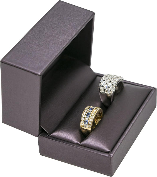 Novel Box Purple Jewelry Box for Double Rings 3.12x2.12x1.87 Inches - Double Rings Gift Box for Proposal Wedding Engagement - Faux Leatherette Jewelry Display Box - Gift Presentation Boxes for Rings