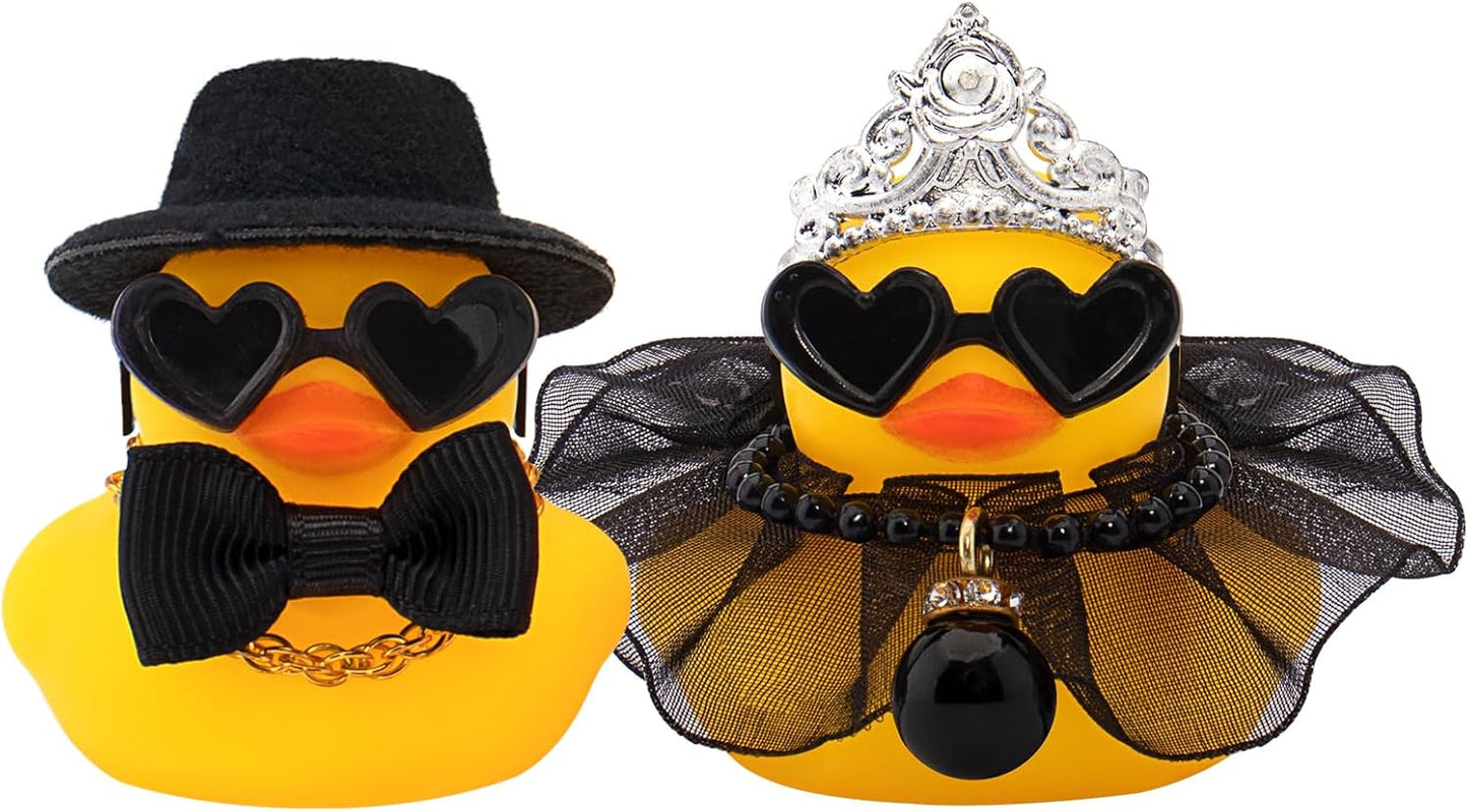 wonuu Pair Set of 2 Bride and Groom Rubber Ducks for Wedding Favors, Party Favors, Ceremony Gift Set, Marriage Souvenir, Marry Blessings, Aniversary Present, Black Dress&Soft Top Hat