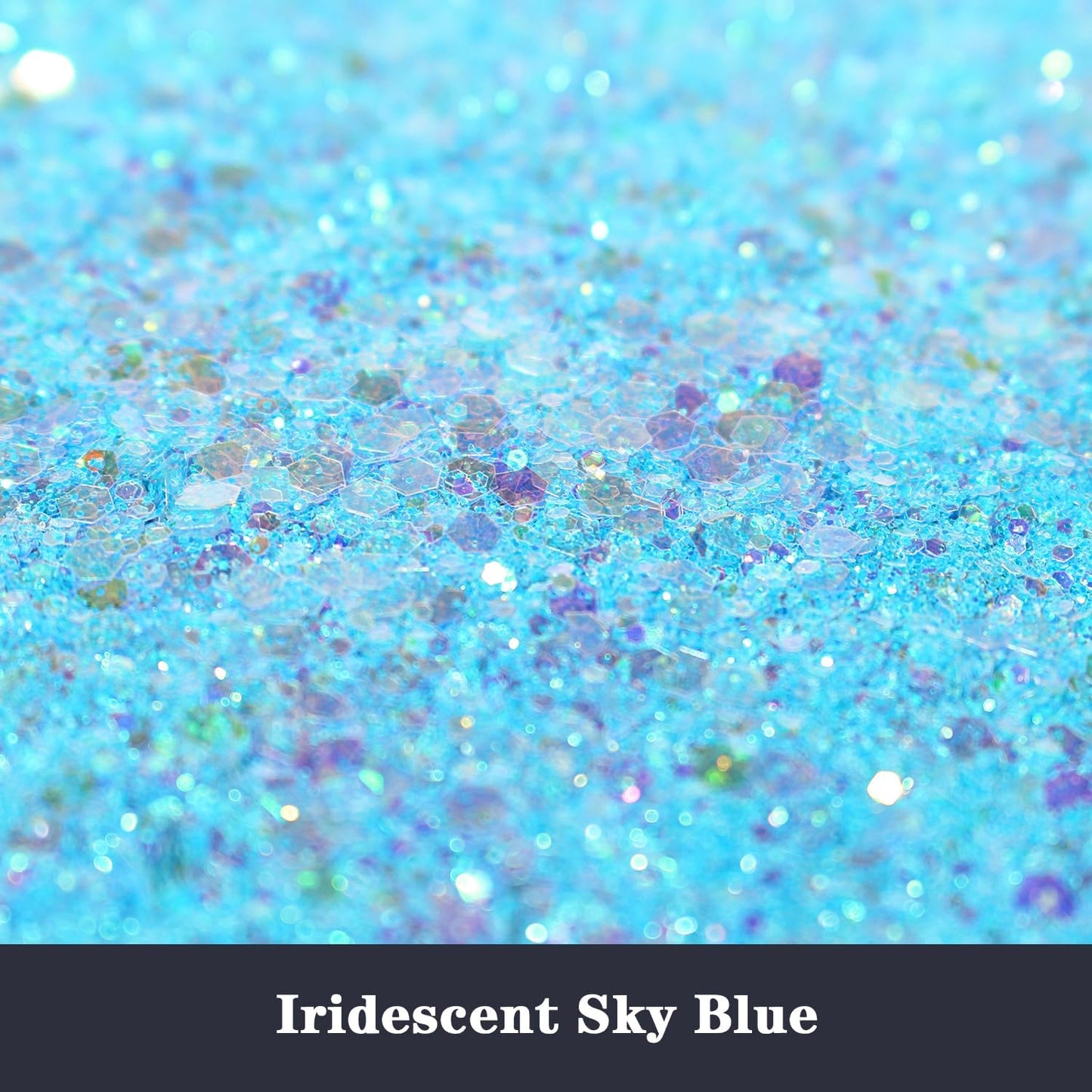 Holographic Chunky Glitter, 190g/6.7oz Mixed Craft Glitter, Bulk Laser Sequin for Face Body Nail Art, Epoxy Resin Tumbler Jewelry Making (IRI Sky Blue)