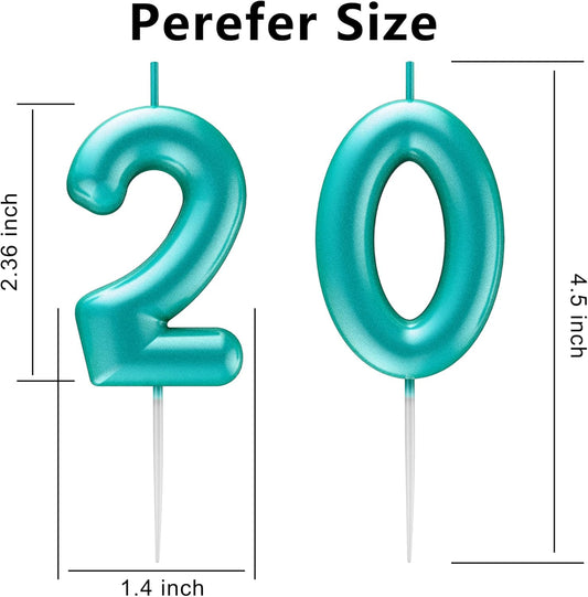 Blue Number 20 Candle Happy Birthday 3D Number Candles for Birthday Cake Party Decoration Wedding Anniversary Celebration Supplies