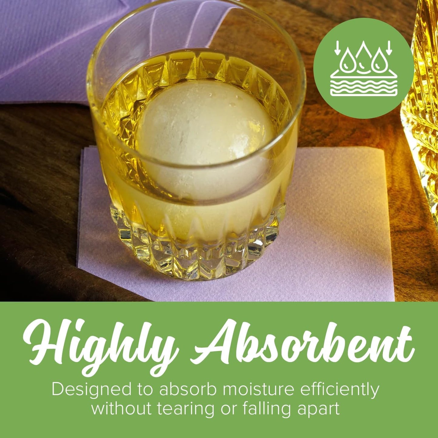 SimuLinen Lavender Beverage Napkin - Disposable and Absorbant - Party Napkin/Cocktail napkins - Pack of 100