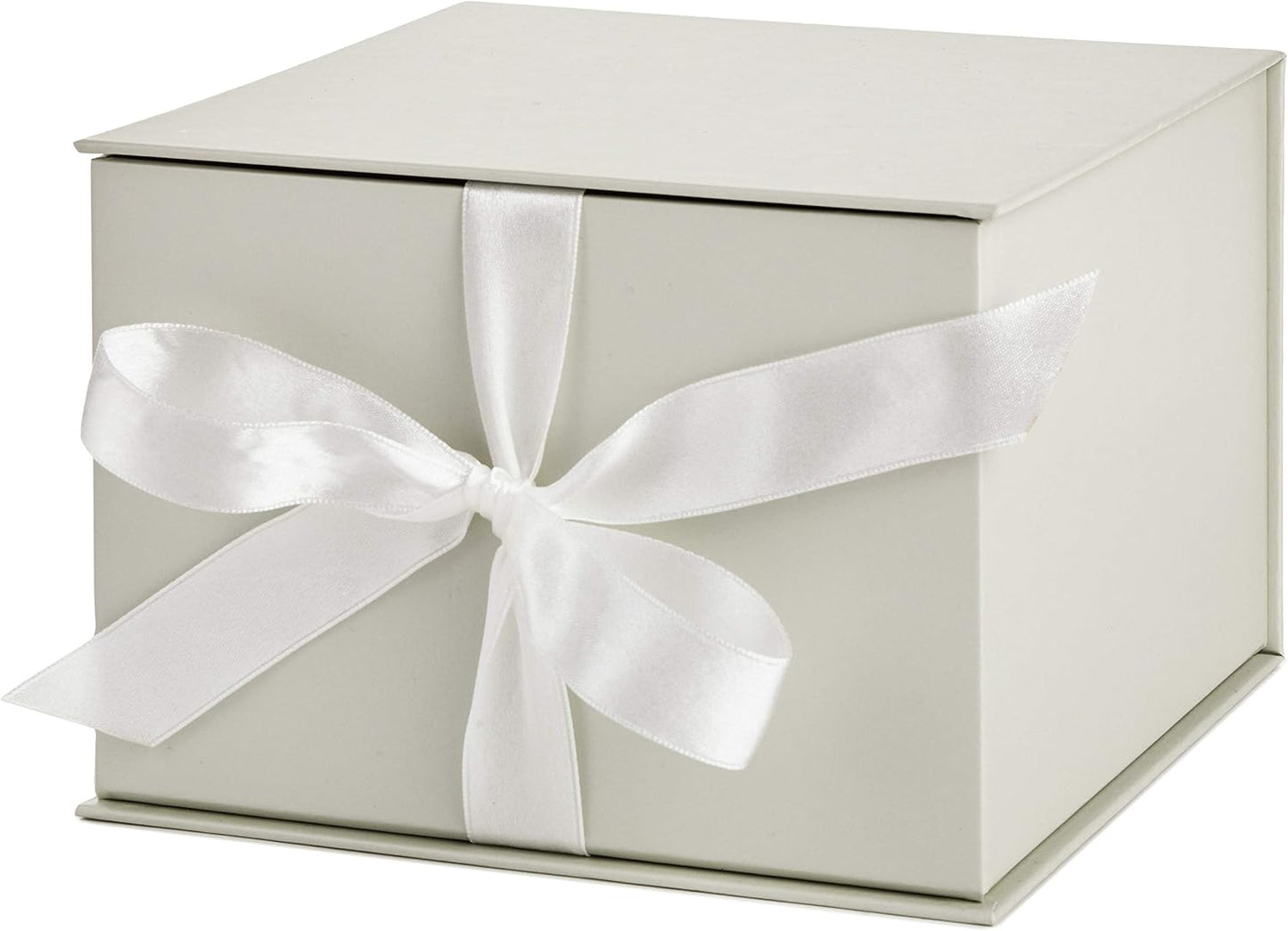 Hallmark Medium Gift Box with Lid and Shredded Paper Fill (Grey White 7 inch Box) for Weddings, Bridal Showers, Graduations, Birthdays, Bridesmaids Gifts, All Occasion