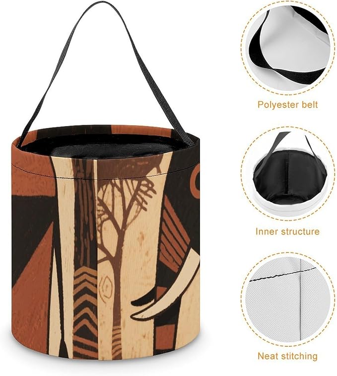 Halloween Candy Bucket - Elephant March Print Trick Or Treat Candy Bag, Gift Bag for Party Favor Supplies