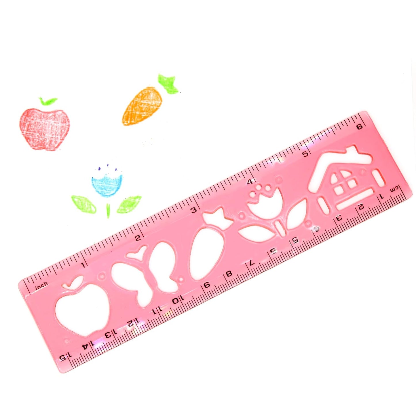 Color Swell Stencil Ruler 4 Pack - Fun Template Stencil Plastic Measuring Rulers - School Rulers for Drawing and School Supplies