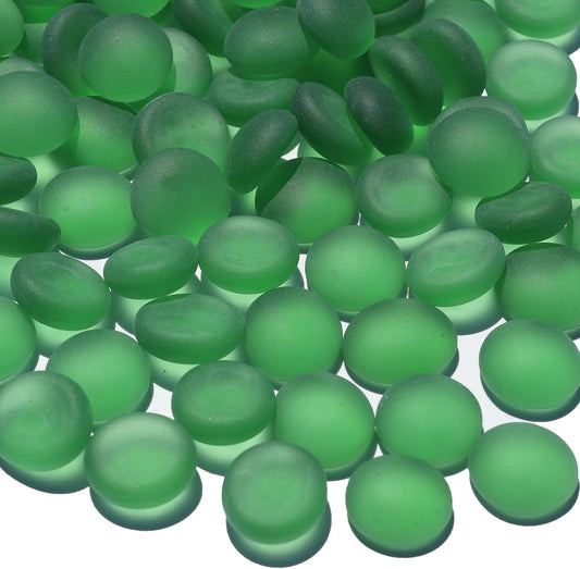 Sea Glass Gems - 0.9 Lb Green Frosted Flat Glass Marbles, Flat Gems Decorative Stones for Vase Fillers, Aquarium Rocks, Floral Supplies, Table Scatter, Craft Mosaics, and DIY Ornaments