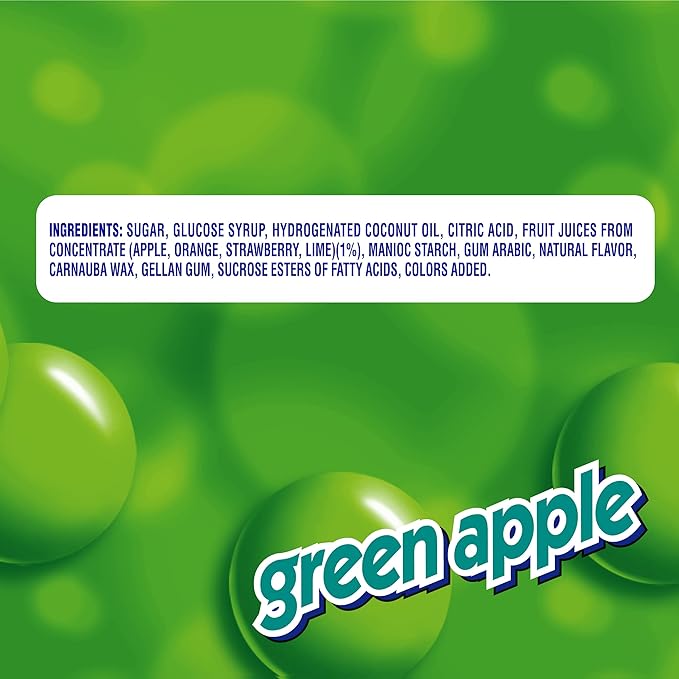 Mentos Chewy Mint Candy Roll, Green Apple Mint Candies, 14 Pieces Per Roll, 15 Count Party Pack