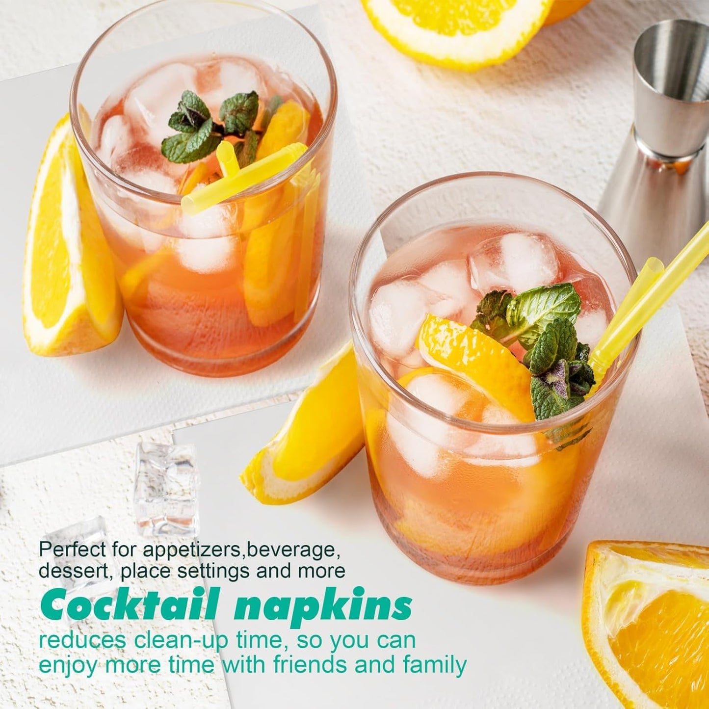 500 Count Cocktail Napkins Disposable 2-Ply White Beverage Paper Napkins Bulk for Bars, Lunch, Parties, Restaurant and Everyday Use - 5.3 x 5.3 Inch Folded