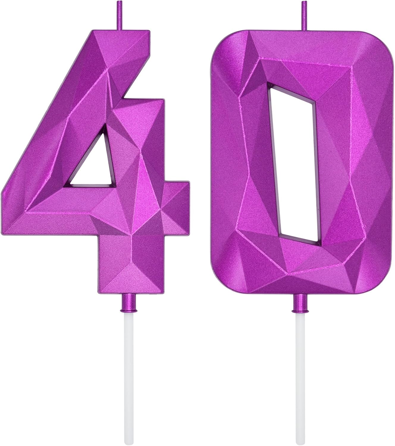 DERVENTA Large Birthday Candle Number 3D Purple 3.7 inch Party Celebration Anniversary Decoration Cake Topper 1 Piece (Number 40 Purple)