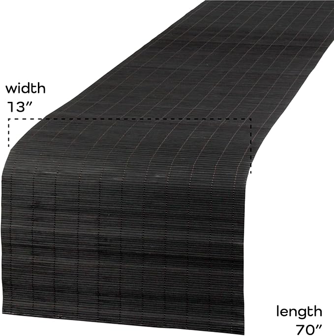 BambooMN Black Bamboo Matchstick Natural Table Runner, Home Décor, 2 Pieces