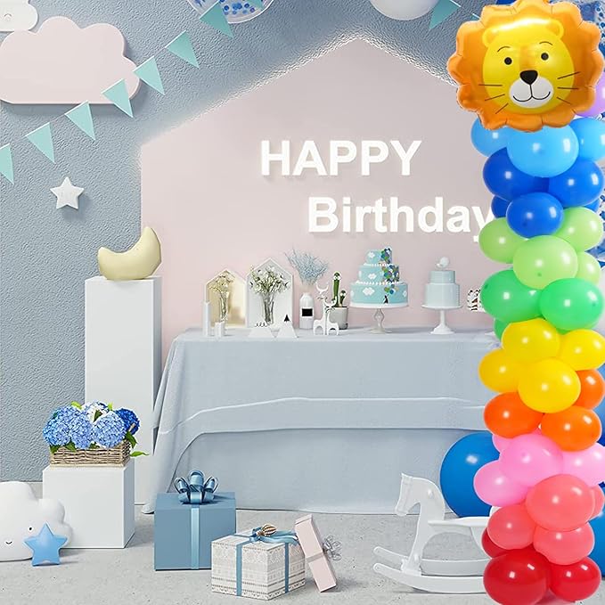 Tamodan Adjustable balloon columns set of 2 with balloons (Includes 100 Colorful Balloons), 78 Inch balloon tower Reusable Metal Telescopic Design for Weddings, Birthdays, Baby Showers.
