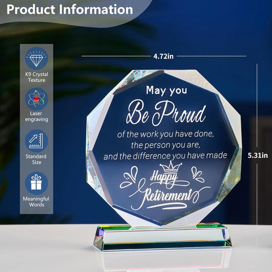 2025 Retirement Gifts for Women Men Crystal Plaque, Going Away Gifts for Coworker Best Congratulations Retired Gifts Boss Leaving Presents for Teacher Friend