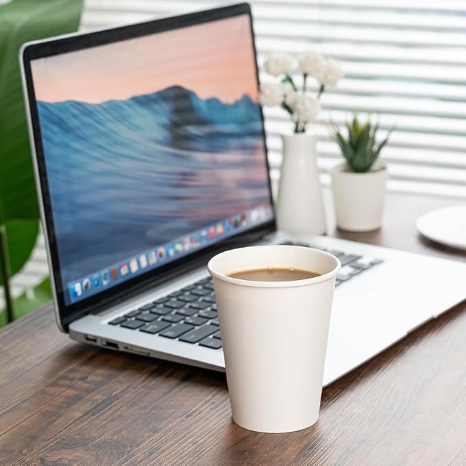 1000 Pack 8 oz Disposable Paper Cups, Paper Coffee Cups 8 oz, Hot Beverage Drinking Cups for Water, White, Suitable for Parties, Picnic, Travel, and Events